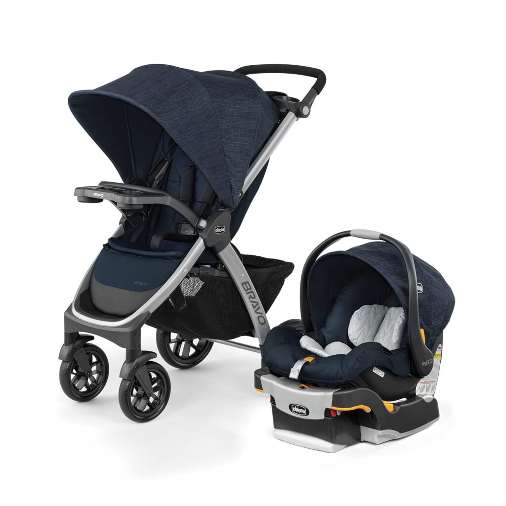 alt="Chicco Bravo Trio stroller and KeyFit 30 infant car seat combo, best car seat stroller travel system USA"