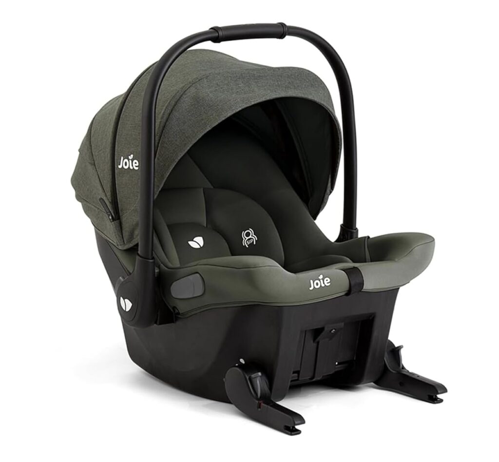 alt="Joie Mint lightweight infant car seat with latch, no base needed, compact travel-friendly car seat USA"